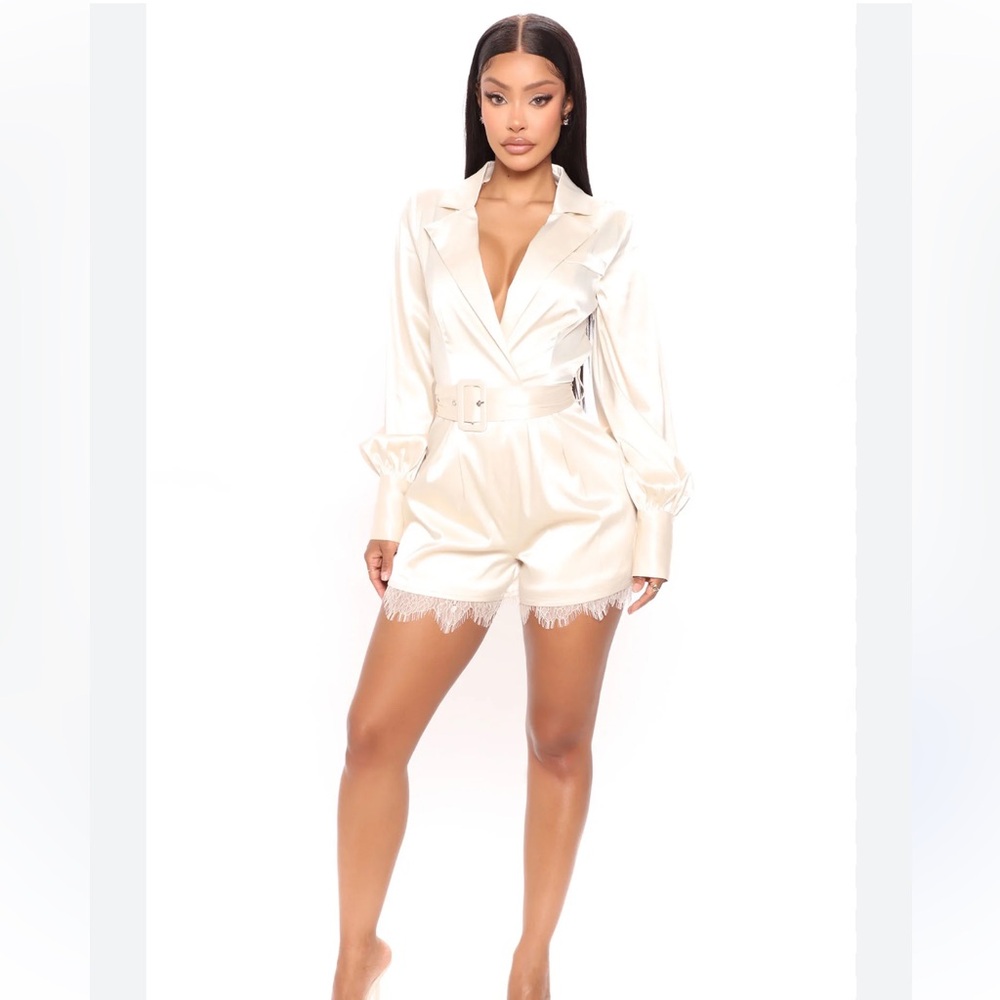 Zara Satin Blazer Dress in Cream